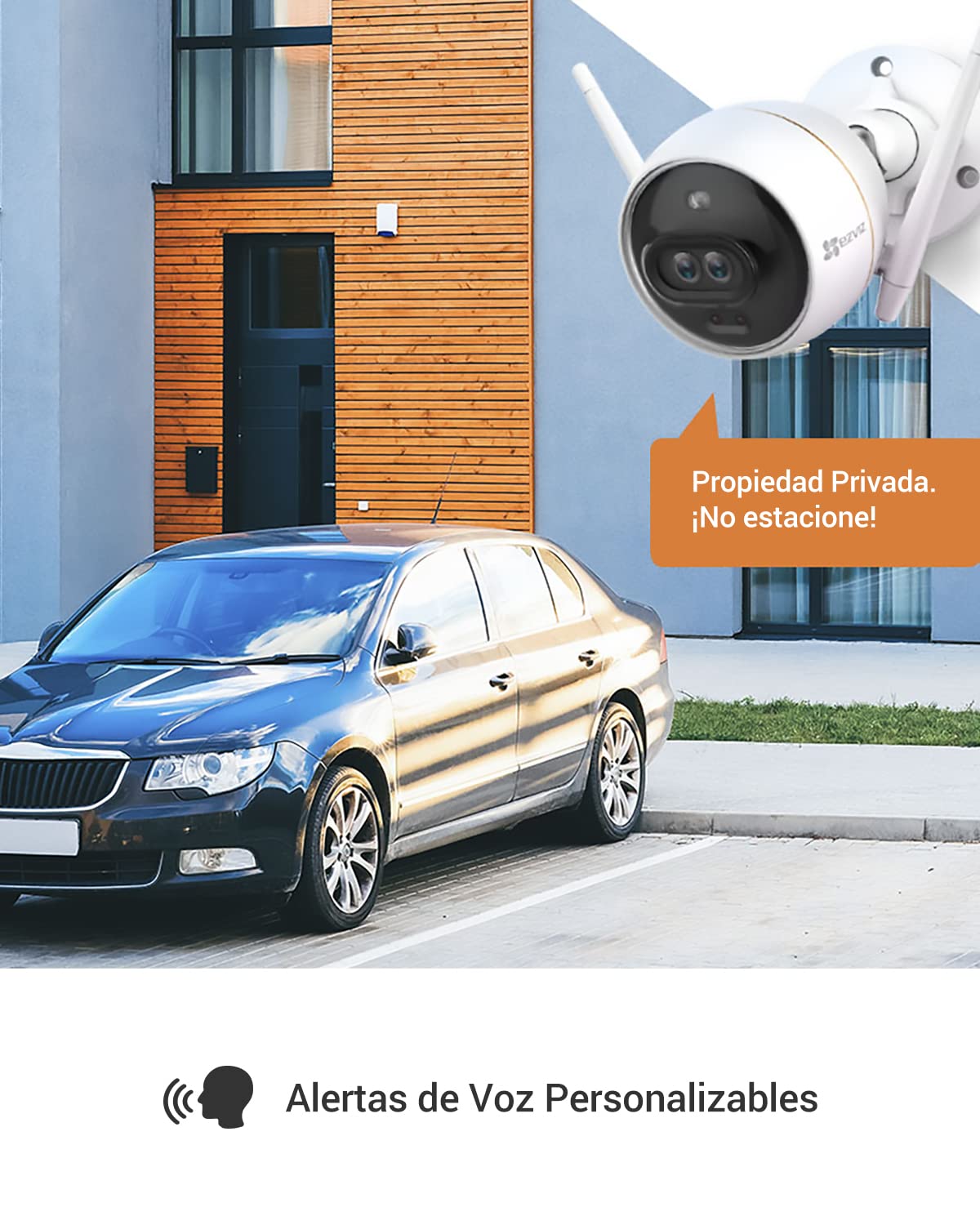 EZVIZ C3X Cámara Vigilancia WiFi Exterior de Doble Lente, Visión Nocturna en Color AI, Detección de Forma Humana/Vehículo, Alertas de Voz Personalizables, Alarma de Sirena y Flash, IP67