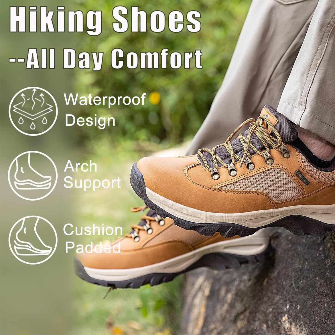 CC-Los Men's Hiking Shoes | Waterproof Work Shoes | Non-Slip & Comfortable Walking Size 9.5-10
