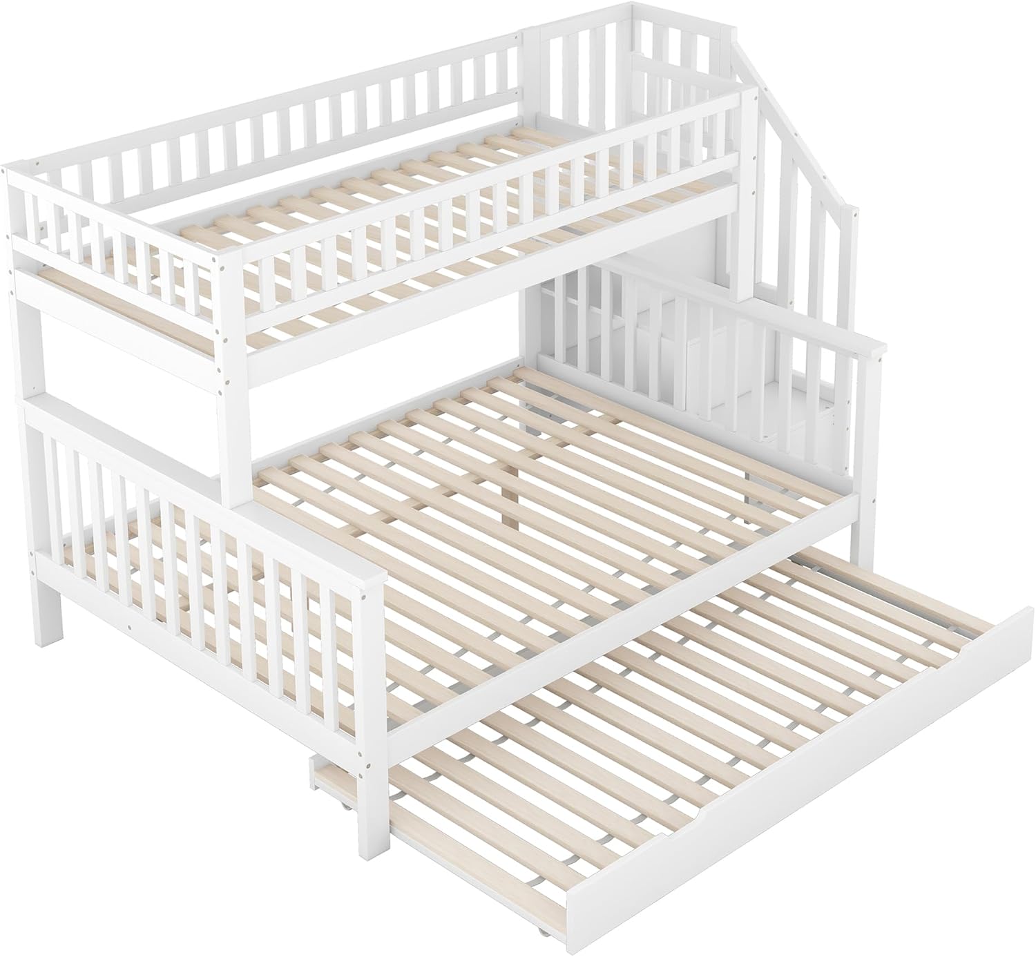 Moimhear Bunk Bed with trundle bed extended