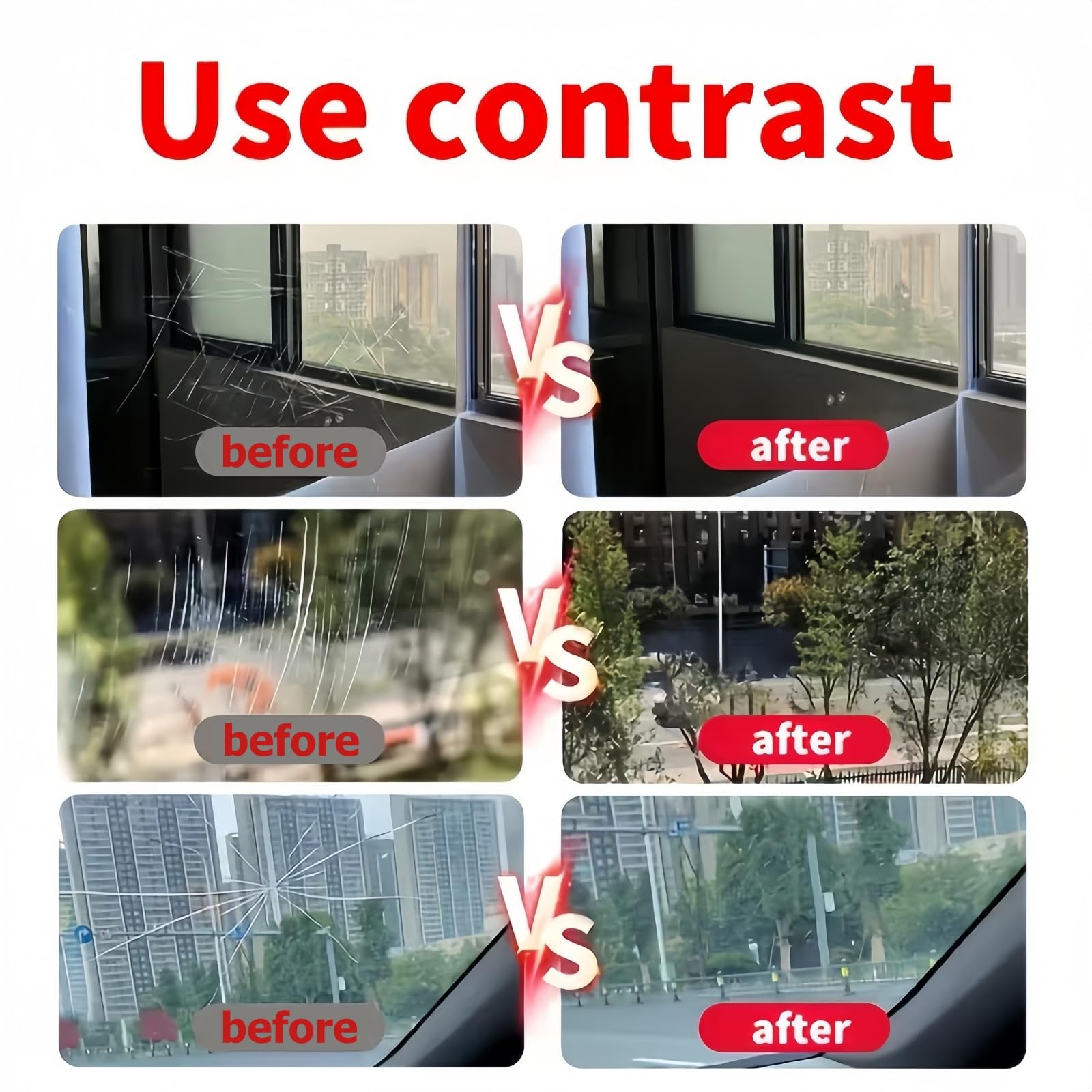 Glass Scratch Remover Kit,Window Scratch Repair with Sponge,Auto Glass Polishing Liquid,Gla/ss Repair Solution,Removes Scratches from Car Windshield & Home Gla/ss,Car Window Screen Cleaner Kit,120ml - 2