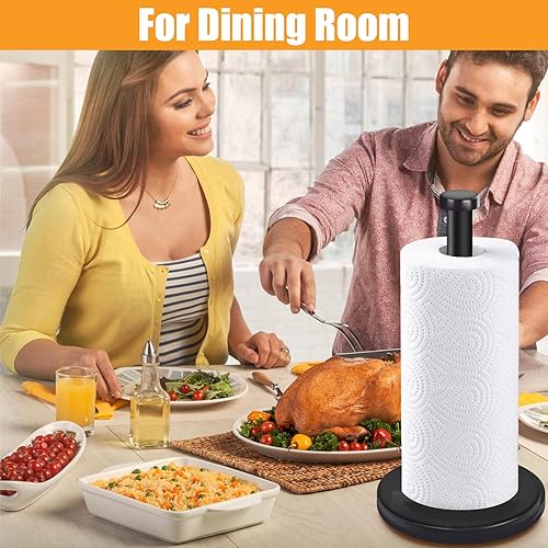 Miniatura 5 de Soporte para toallas de papel, soporte para toallas de papel para encimera, soporte de rollo de papel de pie de acero inoxidable con base pesada