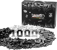 PairezToys 1000pc Classic Building Blocks Set - Bulk 2x4 Bricks STEM Toys for Kids 4-8, Compatible with Lego & Major Brands (Black Gray White)