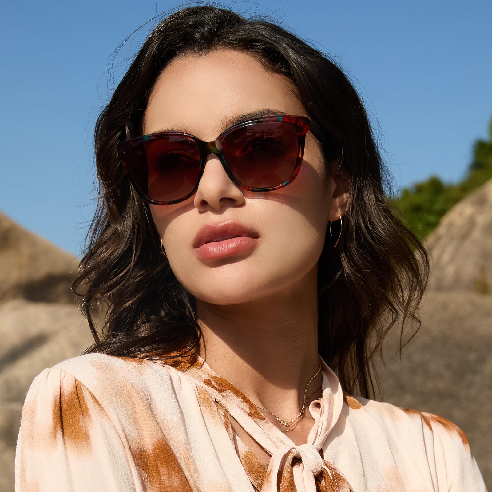 CARFIA Cateye Polarisierte Sonnenbrille Damen UV400 Schutz Retro Mode Brille mit Handgefertigtem Acetatrahmen für Outdoor-Lifestyle CA5601 | Retro Fashion Oversized Chunky Damenbrille mit handgefertigtem Acetat-Rahmen für Outdoor-Lifestyle