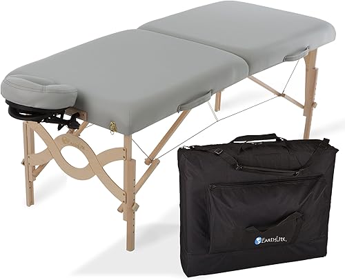 Miniatura 11 de EARTHLITE Paquete de camilla de masajes portátil AVALON – Placa de extremo para Reiki, soporte para rostro Flex-Rest de calidad premium y cojín Azul