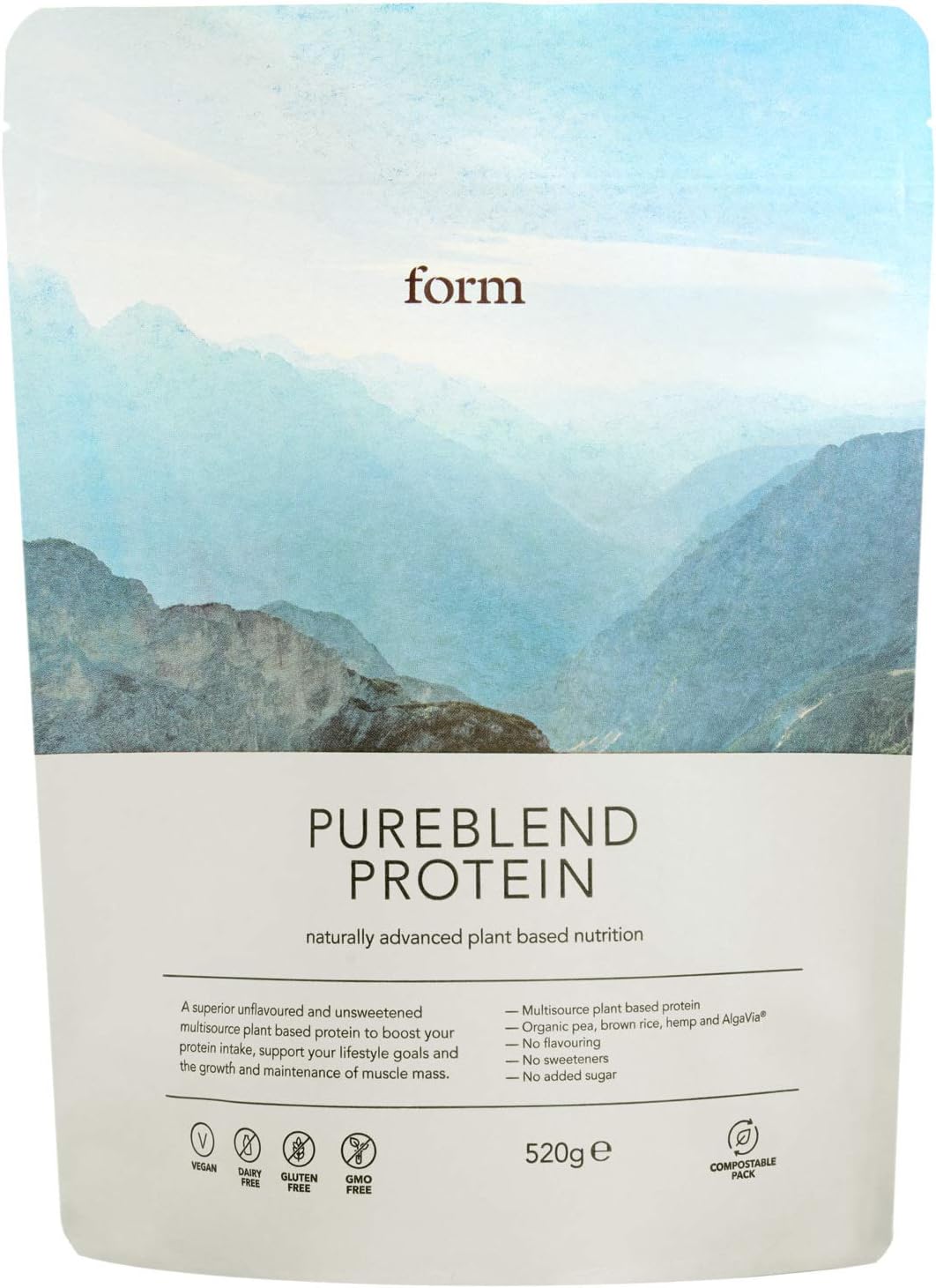 Form Pureblend Protein - Unflavoured and Unsweetened Vegan Protein Powder - 32g of Plant Based Protein per Serving. Perfect for Your Smoothies, Cooking and Baking.