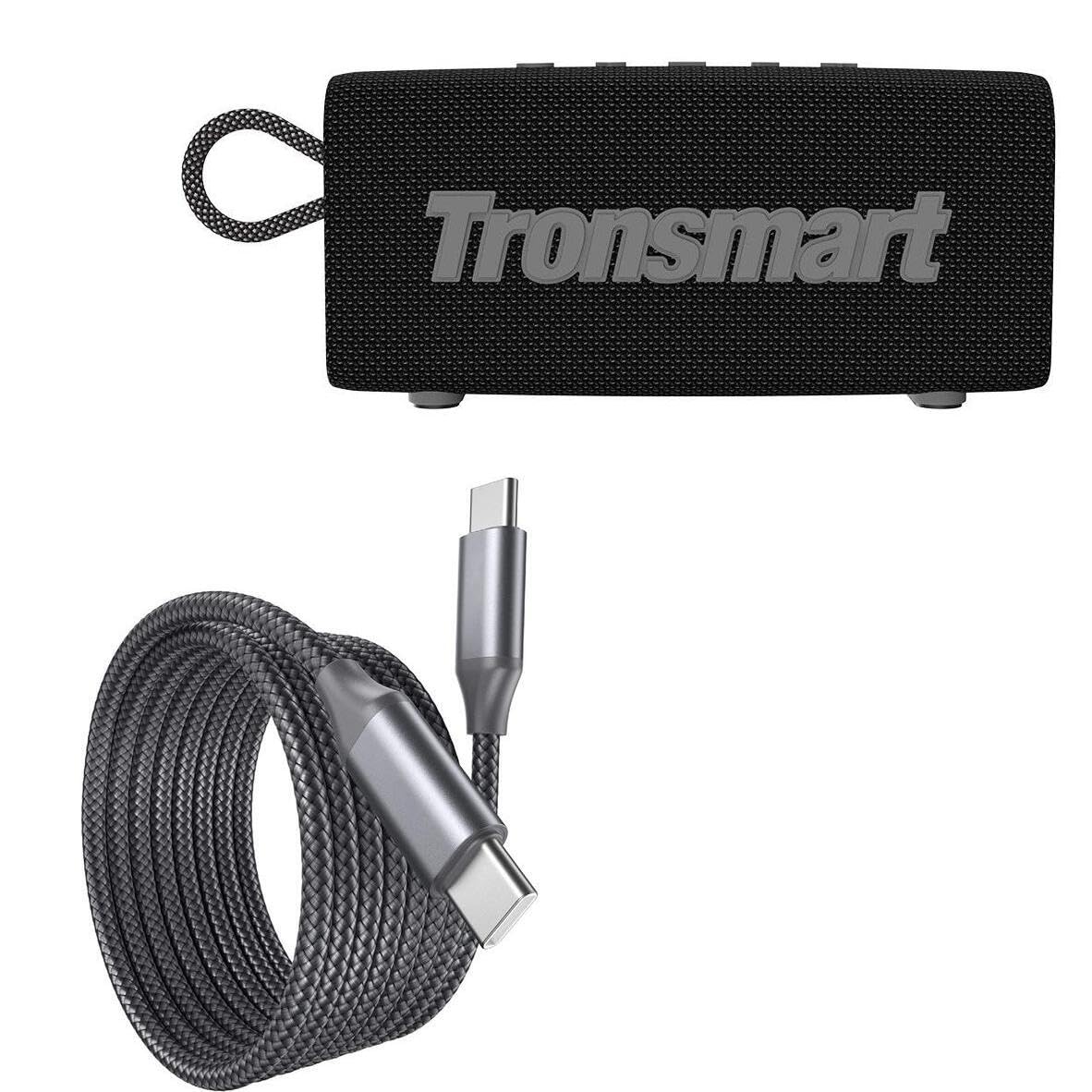 BoxWave Cable Compatible with Tronsmart Trip Portable Outdoor Speaker - DirectSync PD Cable (10ft) - USB-C to USB-C (100W), Long 10 Foot PD Braided Nylon Alloy Cable - Jet Black