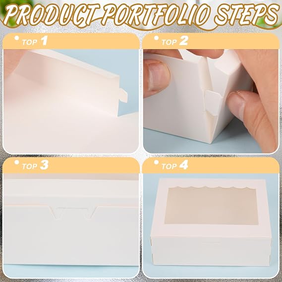 15Pcs White Cookie Boxes with Window 6 x 5 x 2 inches Disposable Food Grade Small Bakery Boxes for Brownie Biscuit Macaron Candy Sweet Chocolate Packing