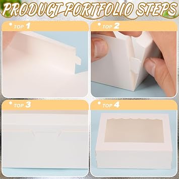 15Pcs White Cookie Boxes with Window 6 x 5 x 2 inches Disposable Food Grade Small Bakery Boxes for Brownie Biscuit Macaron Candy Sweet Chocolate Packing