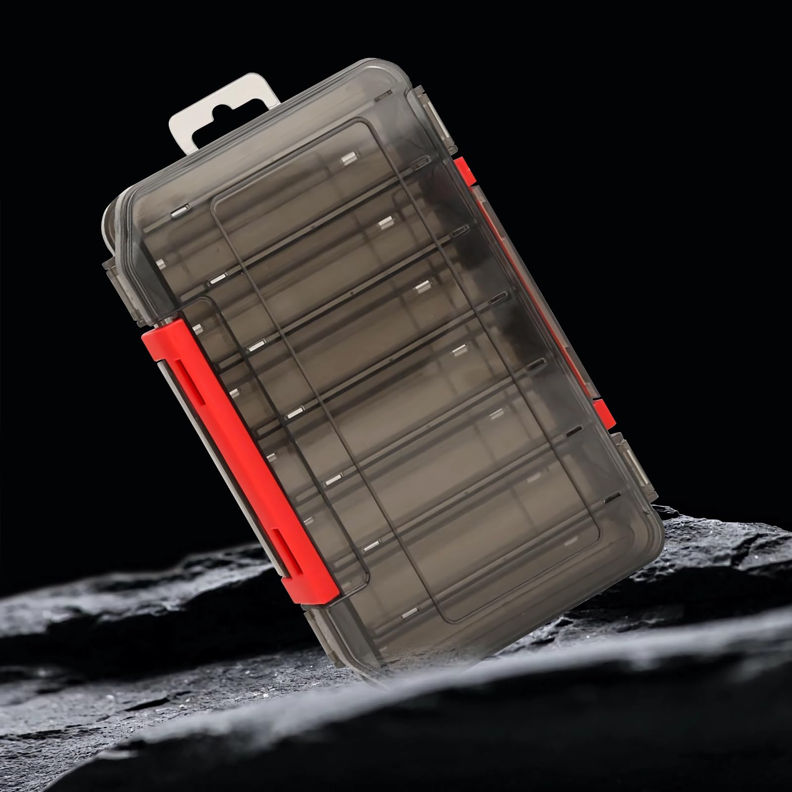 Pudełko na przynęty wędkarskie, 19,5 x 13 x 3,6 cm, dwustronne pudełko na przynęty wędkarskie z uchwytem do noszenia, 14 przegródek, Hardbait Box Tackle Box na przynętę Hardbaits Wobler, gumowe