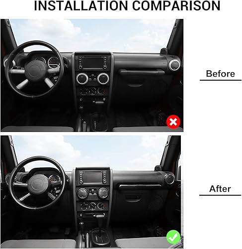 Miniatura 7 de Jimen Compatible con Jeep Wrangler JK & Unlimited 2007-2010, 10 piezas de panel de consola central y ventilación de aire acondicionado y