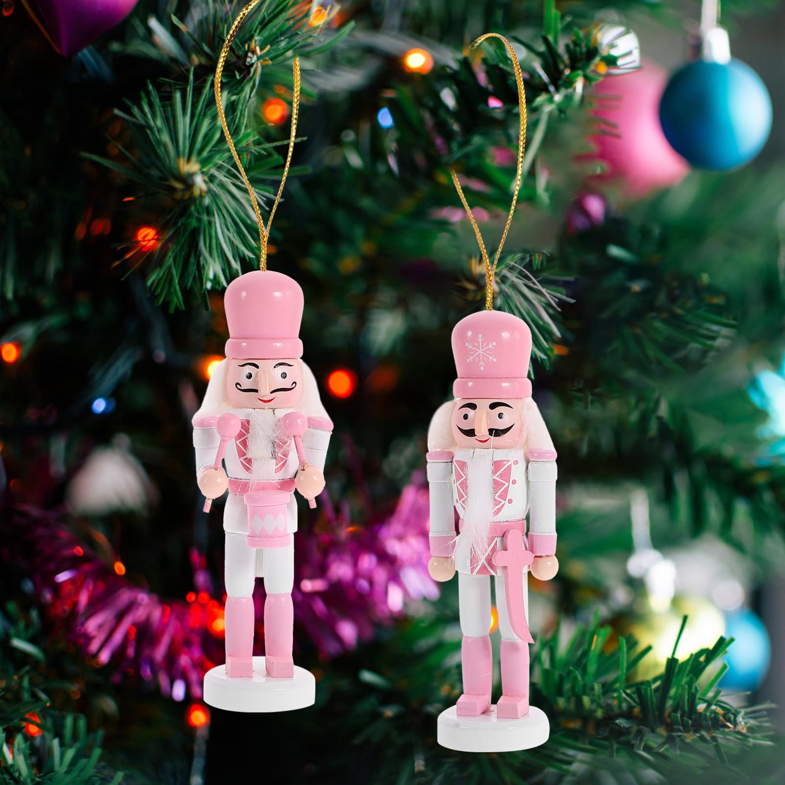POPETPOP 4 Ensembles d'arbre De Casse-Noisette Éplucheur De Noix Casse-Noix pour Toutes Les Noix Cueilleur De Noix Décor Marionnettes À Doigts Pièce Maîtresse Rose Bois 5 Pièces * 4