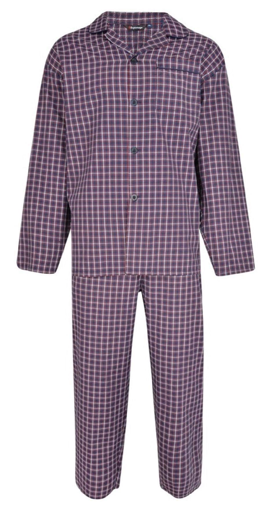 Espionage Big & Tall Check Pyjama Set - Men's Navy