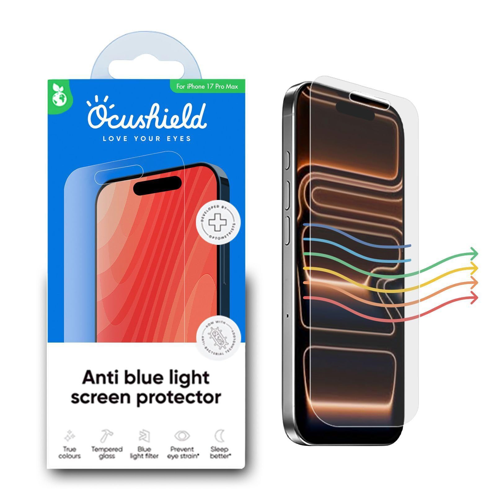 Ocushield Protector de pantalla de privacidad para 17 Max - Cristal templado antiespía, filtro de luz azul, 95% de transparencia, instalación sin burbujas, resistente a los arañazos, compatible con