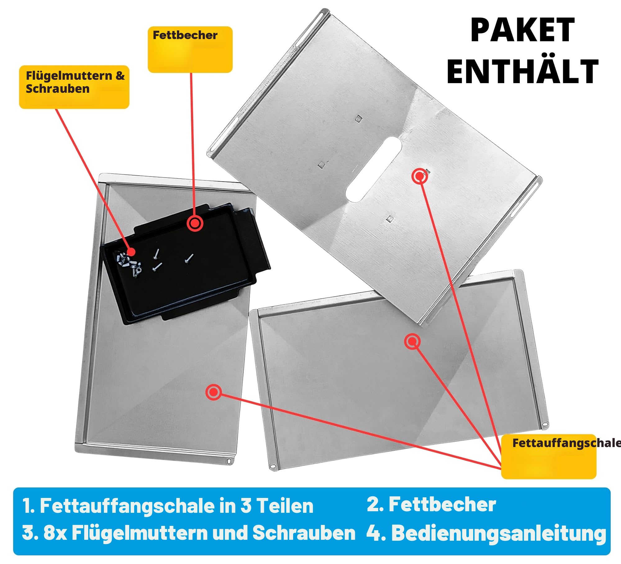 Ersatz-Fettwanne mit verstellbarer Länge (50,8–61 cm) für Grills von Biltema, Lucifer, Napolean, Landmann und anderen europäischen Marken, Universal-Fettwanne für Gasgrills