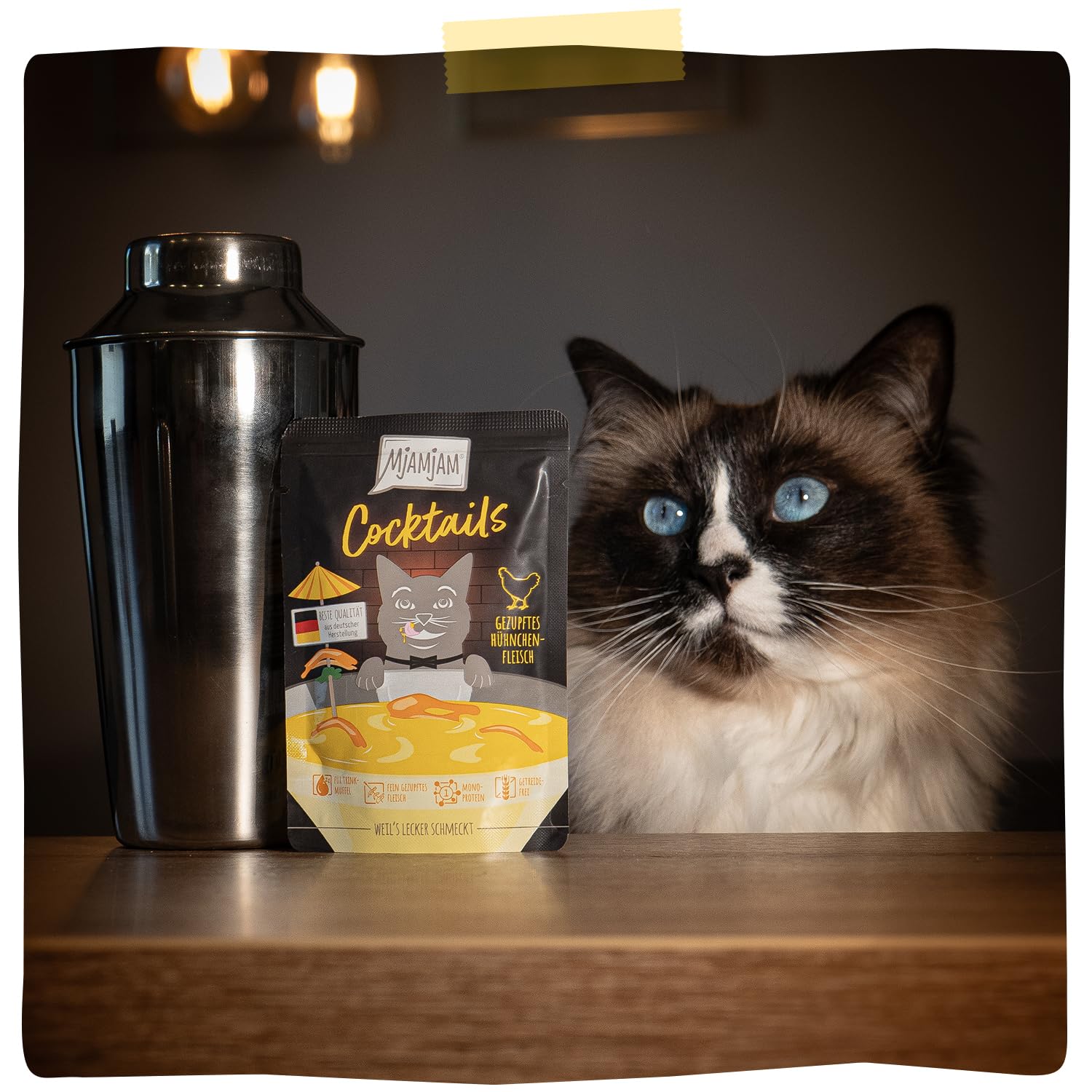 MjAMjAM - Deliciosa Bebida para Gatos - Cocktails – Carne de Pollo desmigada, Paquete de 20 (20x40), sin Cereales