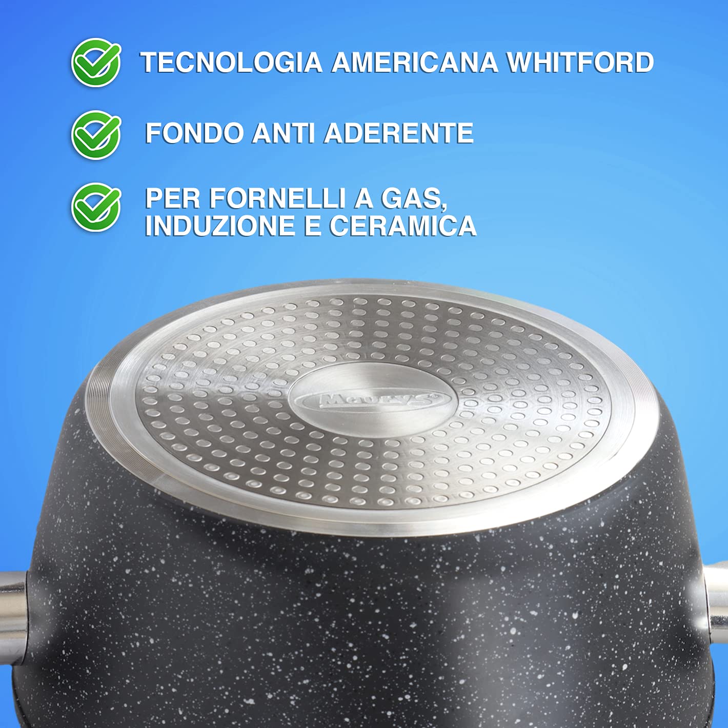 MAURY’S MAXISTONE TITANIUM CASSERUOLA ANTIADERENTE IN ALLUMINIO RINFORZATO (22 cm)