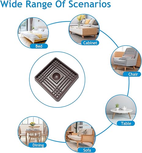 Miniatura 4 de TL-JIYPU - Copas cuadradas de goma para muebles de 3 x 3 pulgadas con agarre antideslizante para el suelo 4 unidades posavasos ideales para muebles