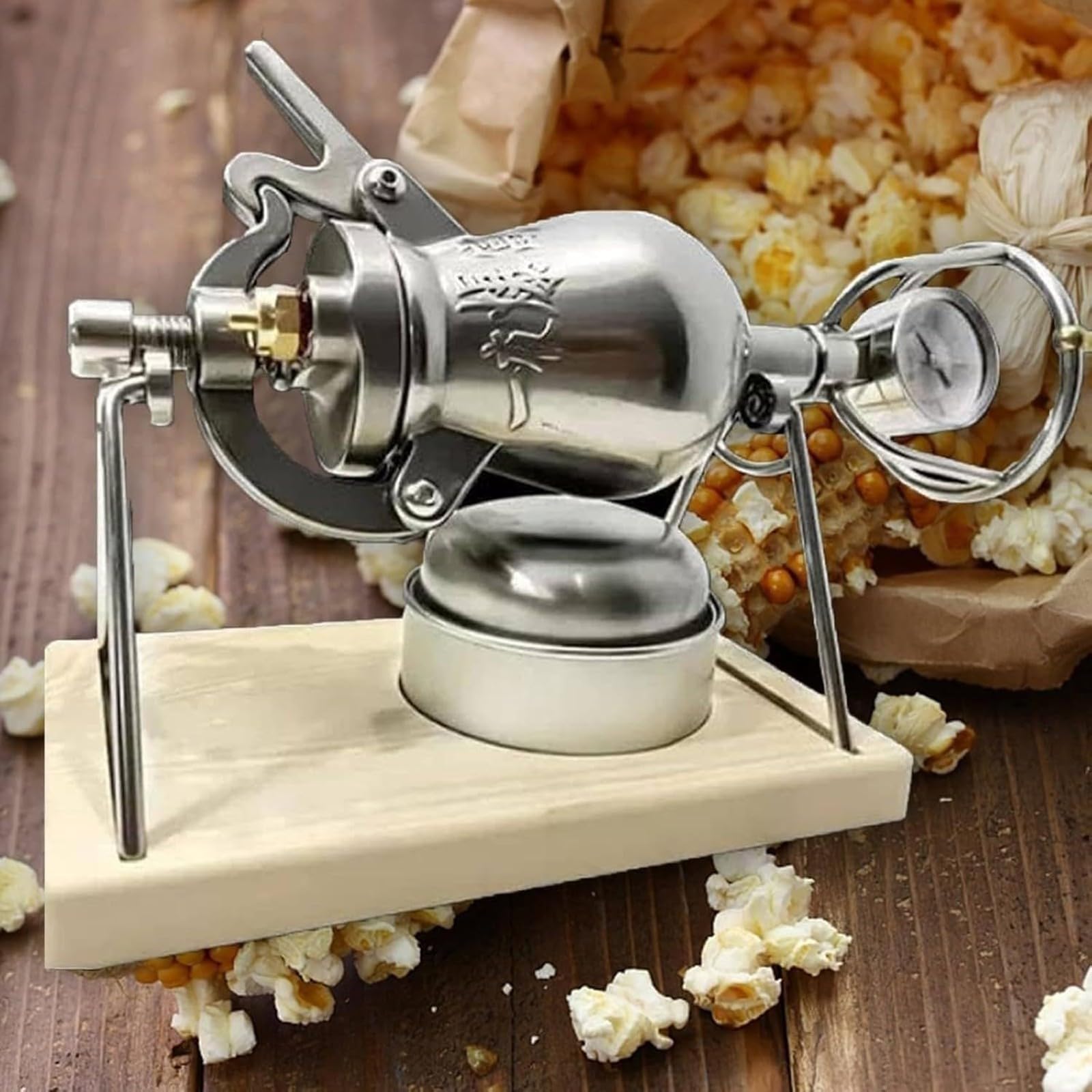 Chinesische Maschine zur Herstellung von Handgepufftem Reis, Hochdruck-Popcornmaschine, Traditioneller Popcorntopf mit Offener Flamme zum Erhitzen von Getreide(200ml)