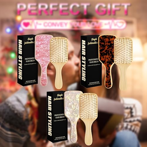 Miniatura 6 de Cepillo de bambú con cerdas de madera natural para el crecimiento del cabello, adecuado para todo tipo de cabello, para mujeres, hombres y niños