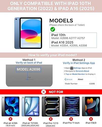 Miniatura 58 de typecase Funda táctil para iPad de 10ª generación con teclado (10.9 pulgadas, 2022) y iPad A16 (11ª generación, 2025) – Rotación de 360°, Verde