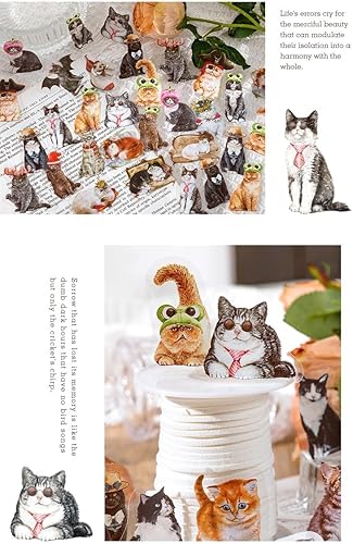 Miniatura 6 de Pegatinas de PET para álbum de recortes, kit de papel estético de gato, planificador de diario de bala basura, suministros decorativos de 40