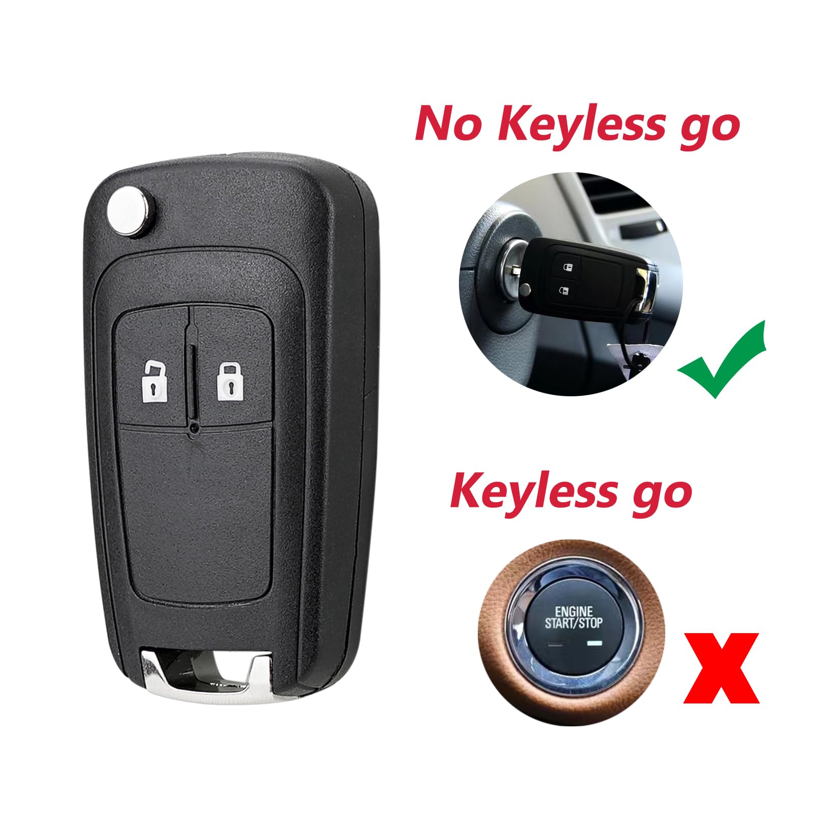 2 tasti per telecomando auto con 2 pulsanti, compatibile con Opel Vauxhall Astra J Insignia Meriva