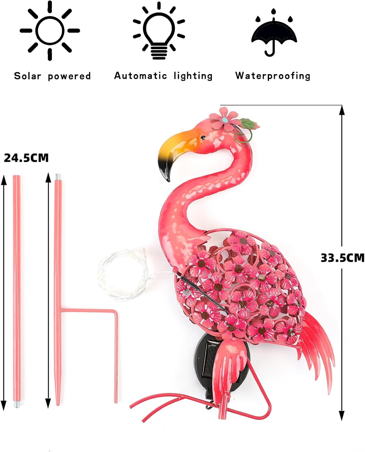 Flamingo Solar Garden Decor,Yard Art Decorations Outdoor Gifts for Women Mom Grandma,30 LED Waterproof Garden Decor for Outside Patio Lawn Balcony Backyard Decorations