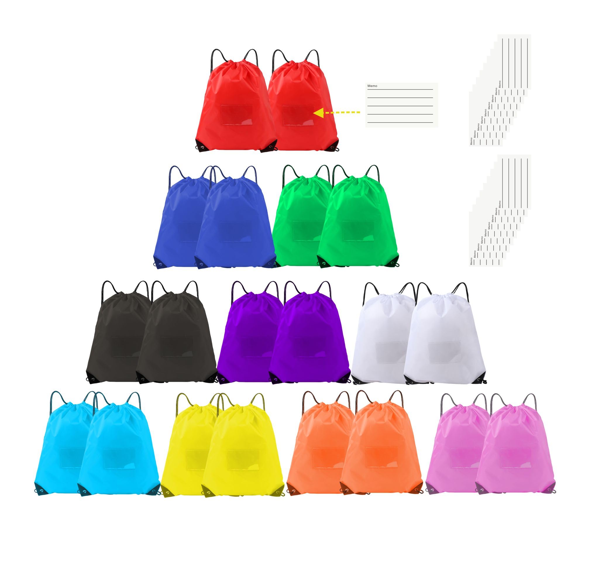 JohahaTim Drawstring Backpack Bulk 20Pcs Draw String Bags DIY Gym Sports Traveling Yoga Cinch Bag Sackpack Drawstring Memo Card (mul color)