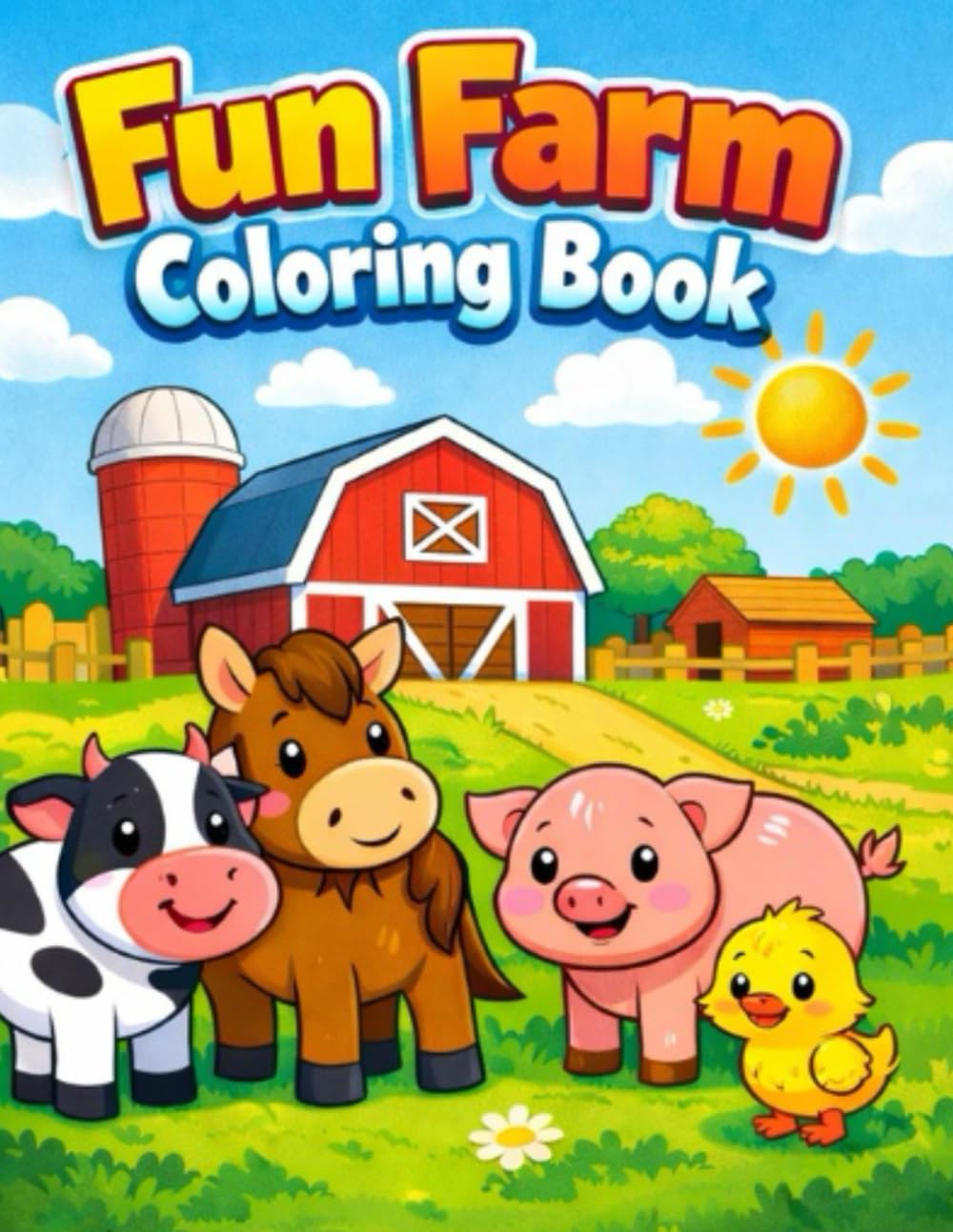 Fun Farm Coloring Book for Kids: Simple Farm Animals Coloring Pages