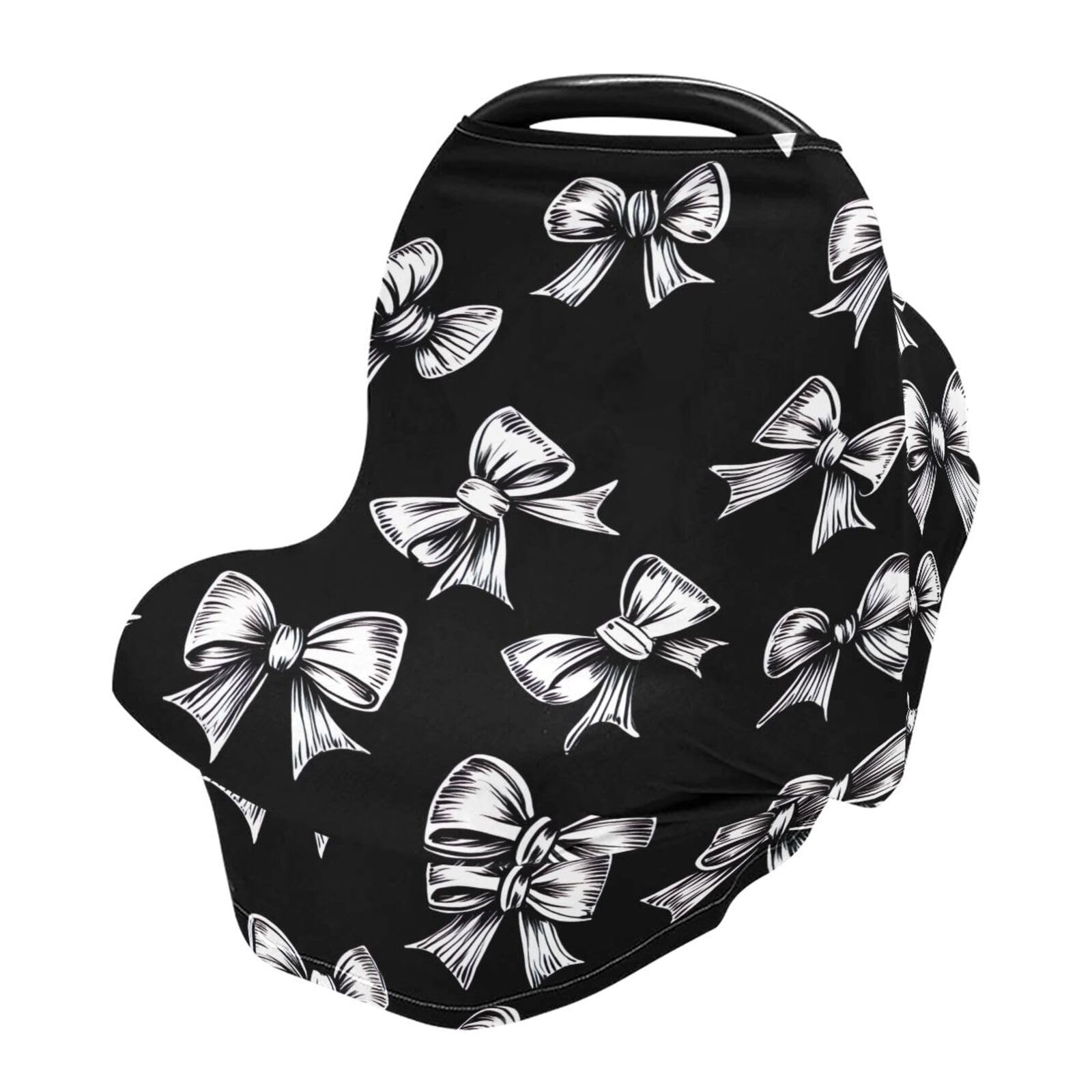 Bulletgxll Cute Bows Car Seat Covers for Babies Breathable Nursing Breastfeeding Cover Multi-Use Infant Carseat Canopy and Stroller Cover for Boys Girls
