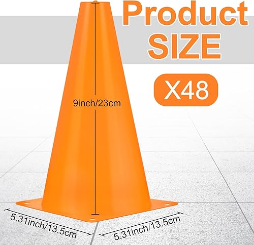 Miniatura 2 de Leelosp Paquete de 48 conos de tráfico de plástico de 7 pulgadas, marcadores de campo de agilidad, seguridad, deportes, conos de entrenamiento para