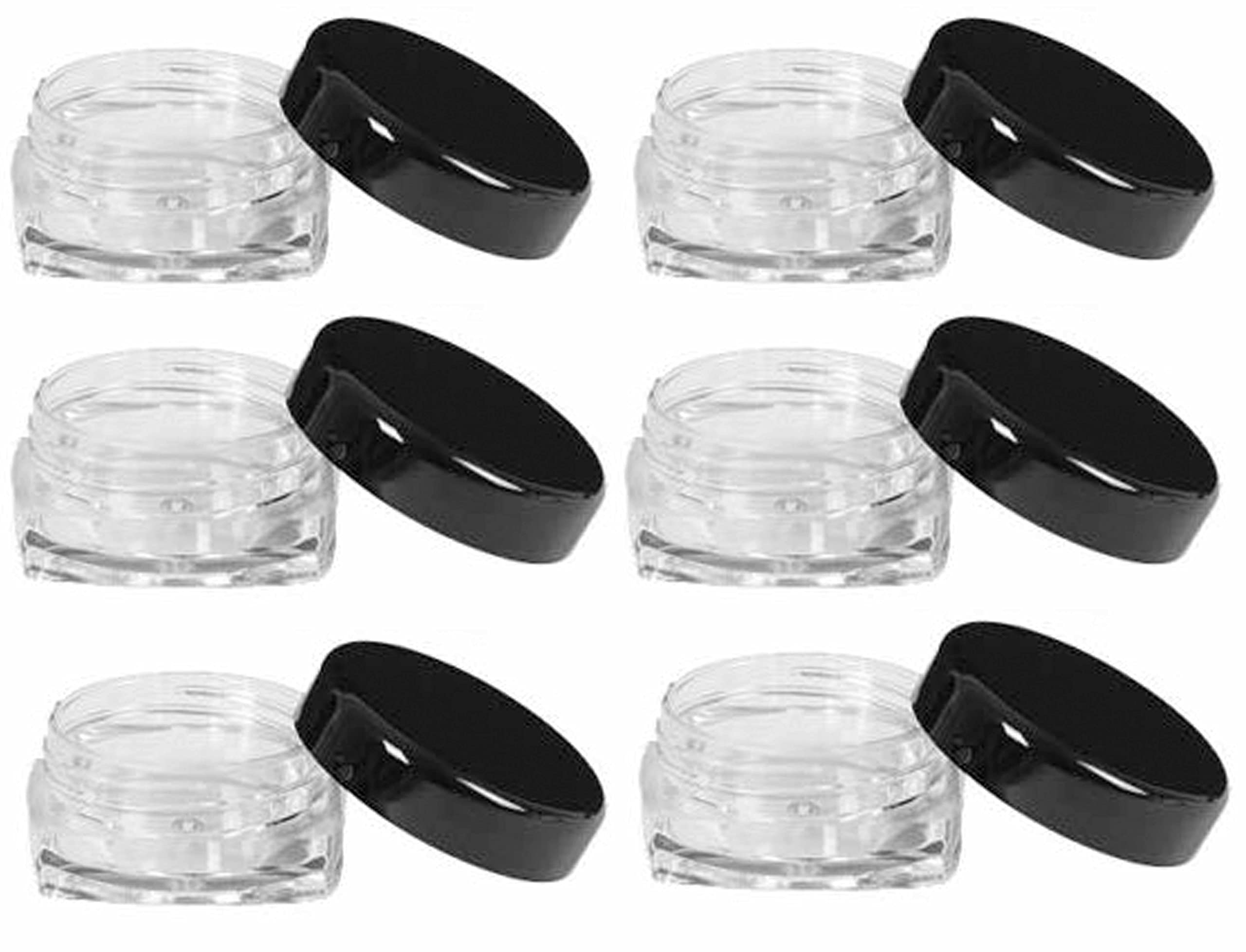Hunky Dory 6pcs 5grams PS Acrylic Transparent with Black Cap Cosmetics Shan Container for Creams,Lip Balm, Body Butter, Essential oil, Costemic, Makeup Use-image-44