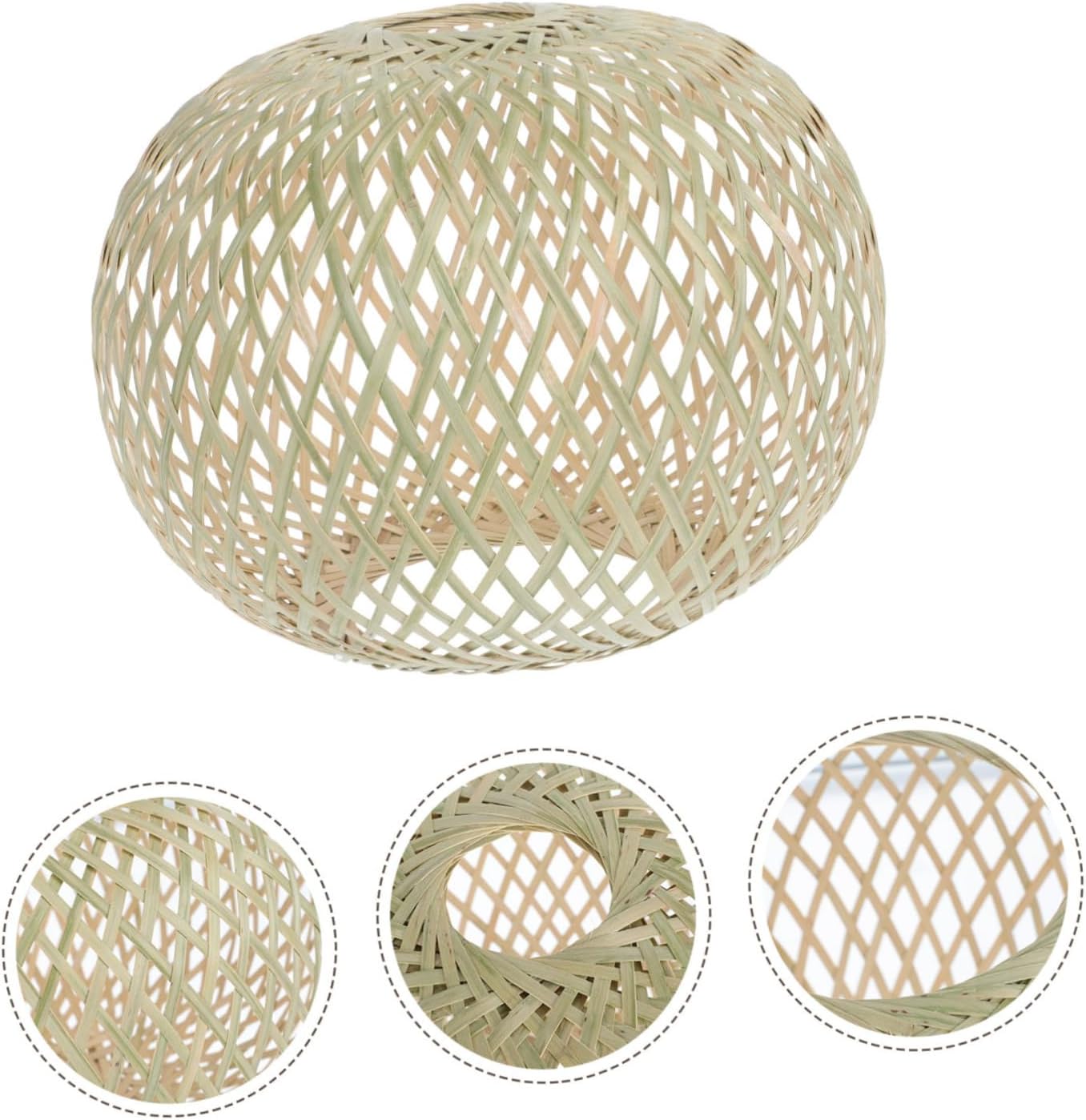 Mikikit 2pcs Woven Lampshade Ceiling Lamp Cover Decor Accessory for Home Restaurant and Natural Warm Light Diffuser Easy Installation