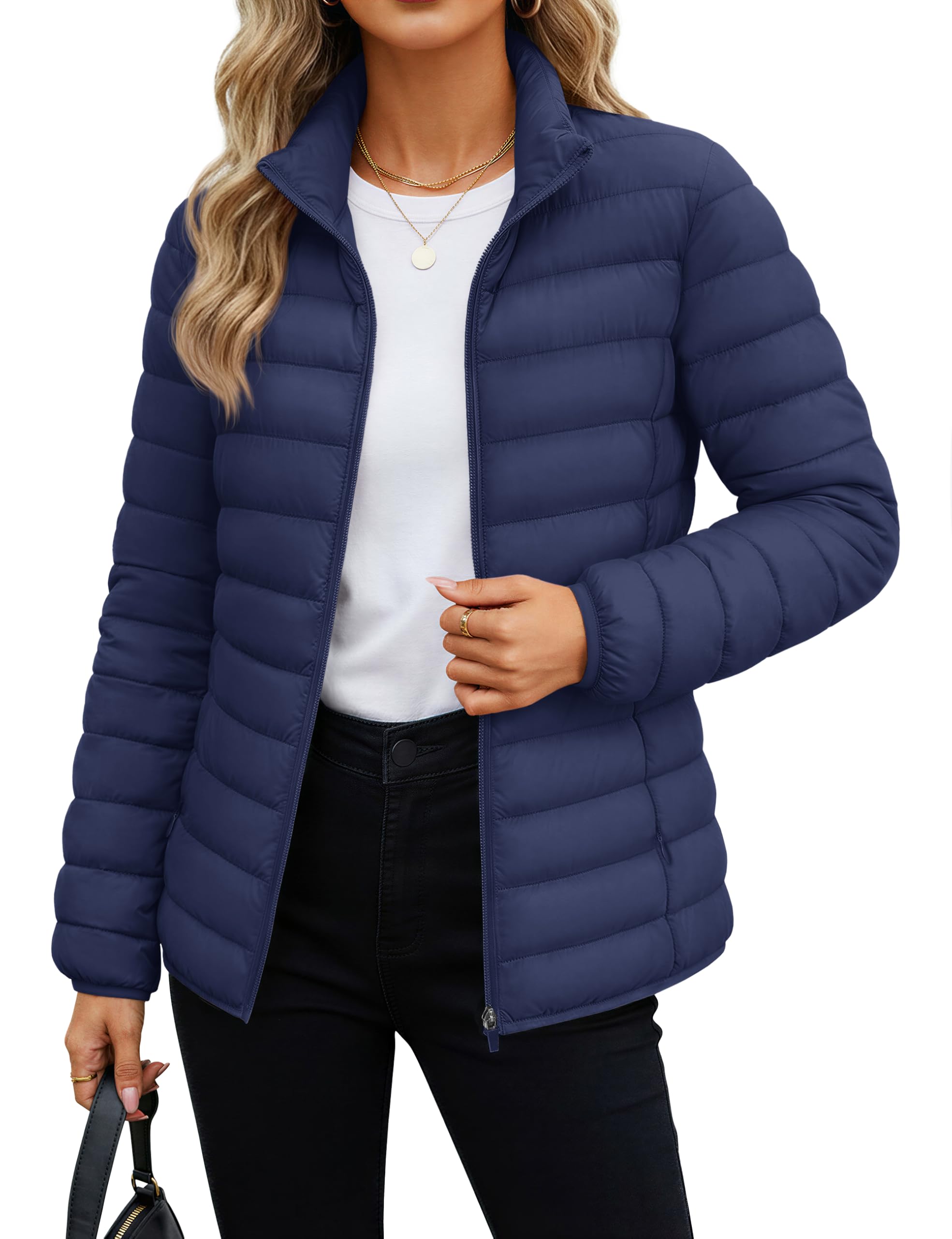 Women's Puffer Jacket Lightweight Casual Quilted Padded Coat