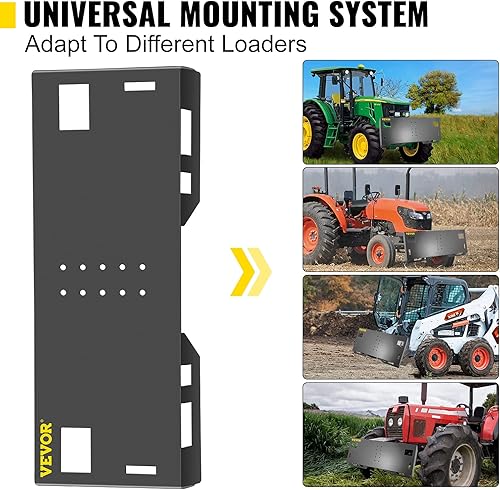 Miniatura 4 de VEVOR Placa de montaje universal para minicargadora de 316 pulgadas de grosor, capacidad de peso de 3000 libras, adaptador de montaje de montaje