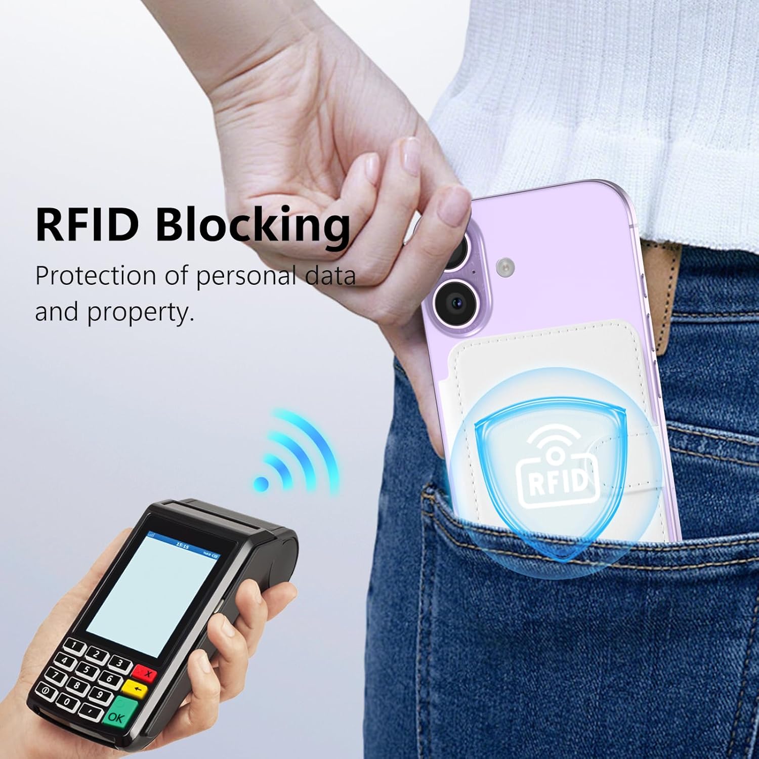 TopMade for Magsafe Wallet, Strongest Magnetic Card Holder for iPhone 17/16/15/14/13/12 Series, Slim Magnetic Phone Wallet, Vegan Leather, RFID Blocking, 4 Cards Holder, Open ID Window, White - Image 4