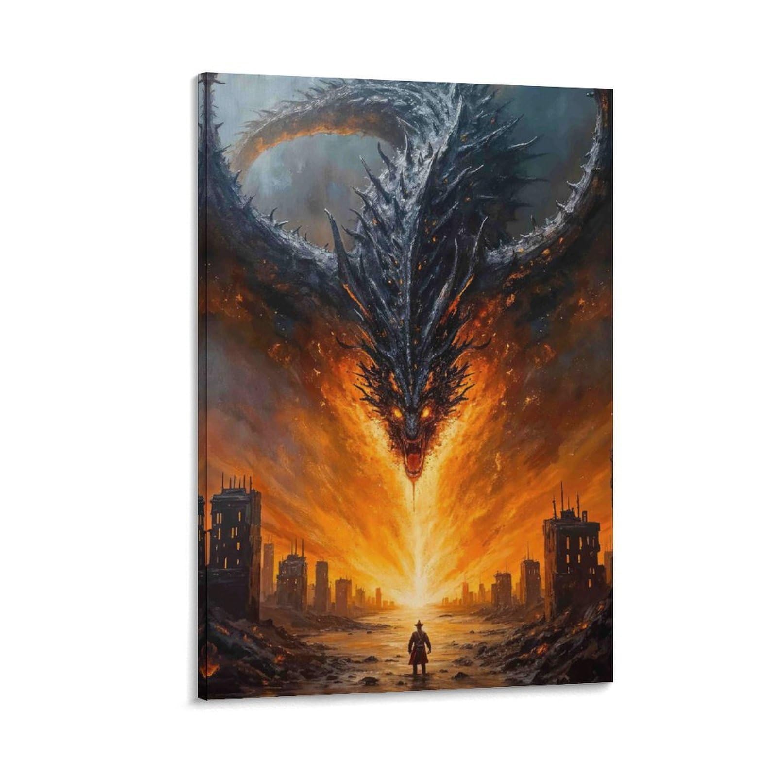 DHBANEIOK Dragon Apocalypse Scene Poster Artwork Giclee Canvas Prints Modern Wall Art Picture Wall Hanging for Dining Room Kitchen Home Office Decor 08x12inch(20x30cm)