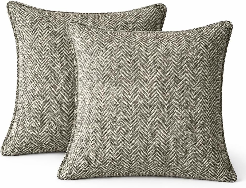 Throw Pillows, Coral Chevron Pattern, Soft Textured Fabric with Premium Filling, 18x18 Inches, Set of 2 (Green, 16x16)
