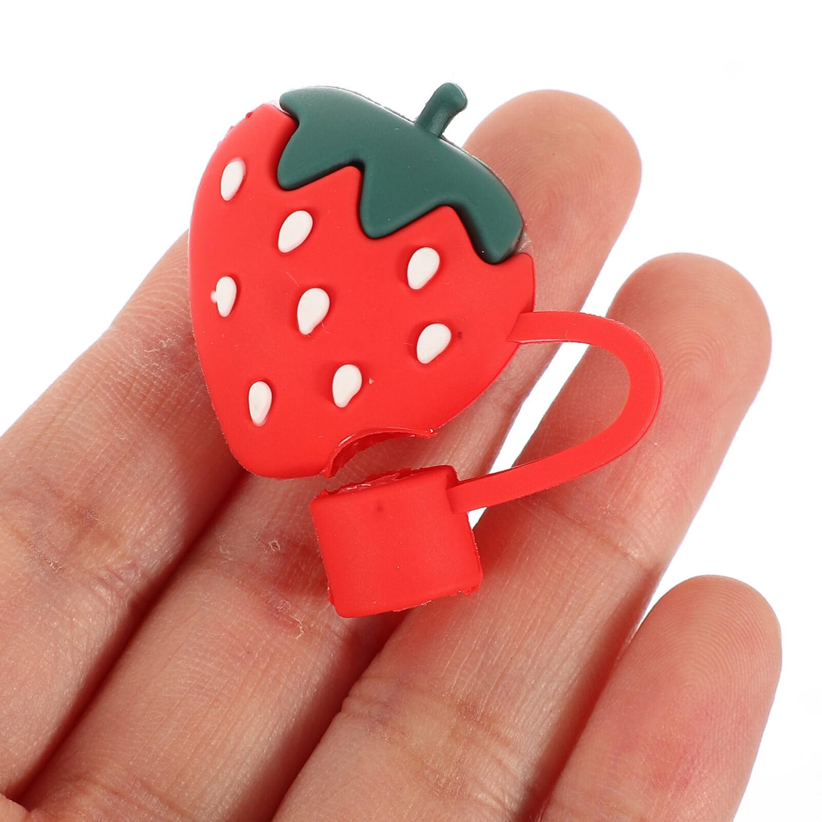 BESTonZON Embouts De Paille En Silicone Réutilisables Forme Fraise Lot De 4 Bouchons Anti-Poussière Pour Pailles Réutilisables Capuchons Décoratifs Pour Famille Pique