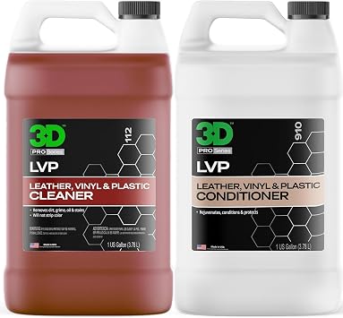 3D LVP Interior Cleaner & Conditioner Ultimate Leather, Vinyl & Plastic Care Kit Deep Cleans, Restores & Protects 1 Gallon Each