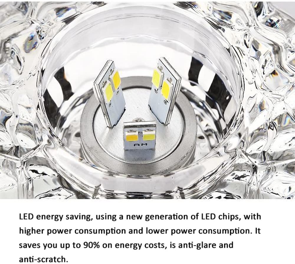 3W,5W Entryway Crystal Downlight 8-Pack Stainless Steel Led Recessed Ceiling Lamp for Bedroom Lighting,2in-3.5in Eyeball Spotlights,Chrome Finish