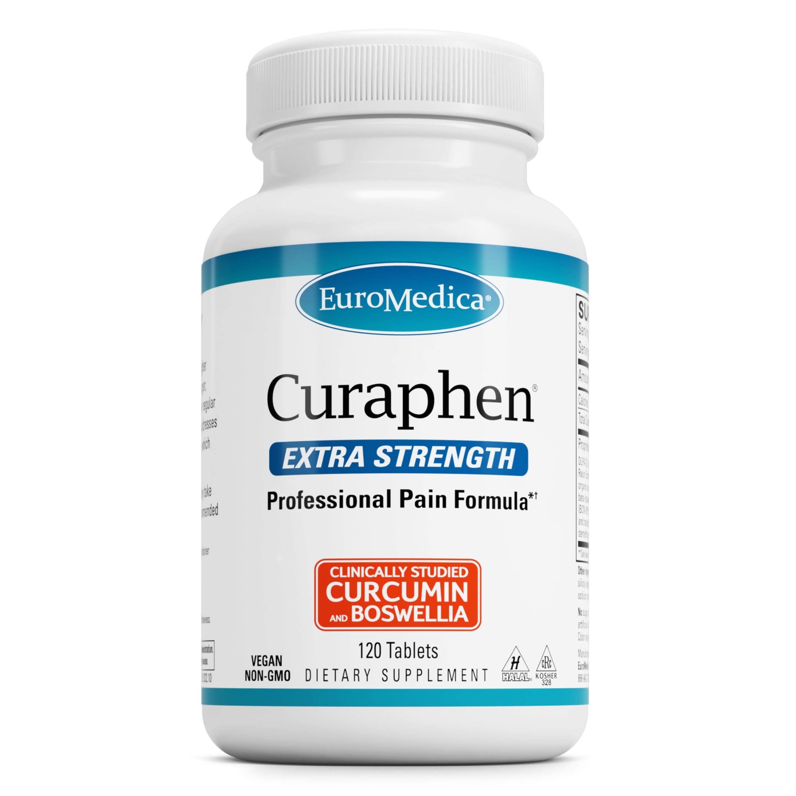 EuroMedica Curaphen Extra Strength - Curcumin & Boswellia Supplement for Healthy Circulation Support - Turmeric Supplement to Support Joints, Muscle Health & Endorphin Production - 120 Tablets