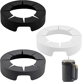 3 Pcs 40oz Ice Coffee Silicone Ring, 4 Inch in Dia Silicone Ring for Tumbler with Handle, Reusable Black White Grey Iced Cup Sleeve Ring for Tumbler Cup Cold Drinks Accessories
