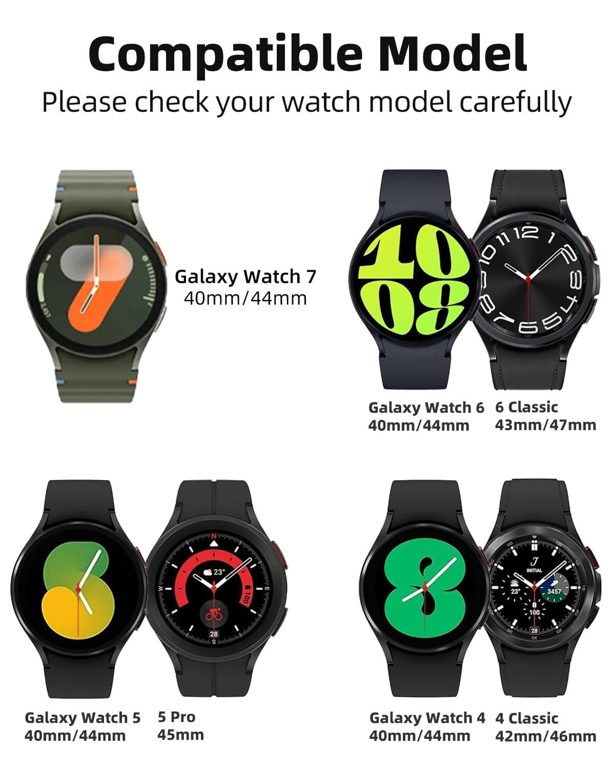 JDIME Per Galaxy Watch 6 40mm 44mm/Orologio 6 Classic 43mm 47mm/Orologio 5 Pro 45mm/Orologio 4 Classic 42mm 46mm/Orologio 5/4 40mm 44mm, cinturini sportivi in ​​silicone traspirante da 20mm