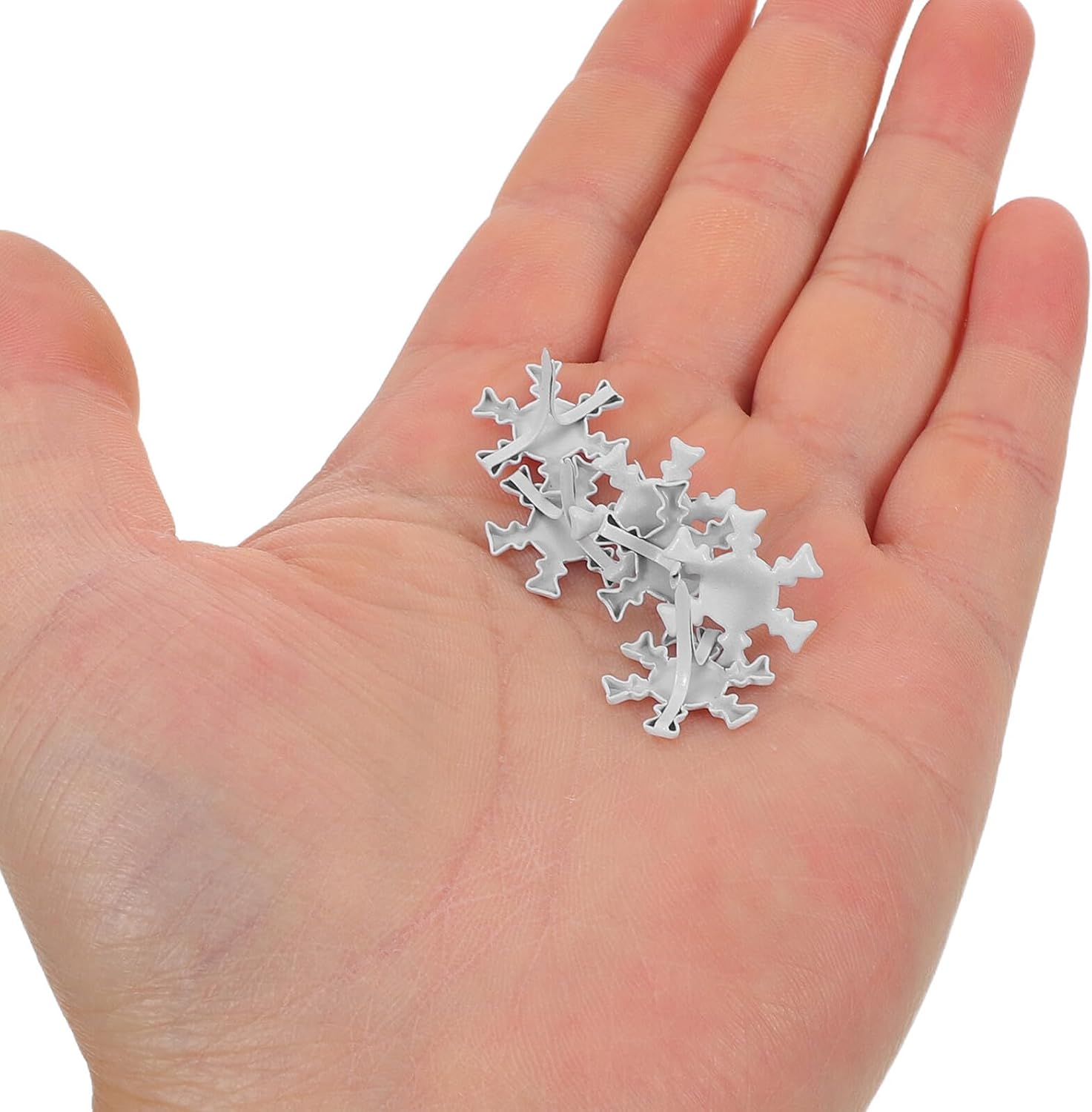 jojofuny 300pcs Mini Snowflake Metal Pin Fasteners 16x14mm Small 2-Prong Paper Brads for DIY Crafts Scrapbooking Christmas Card Making School Projects