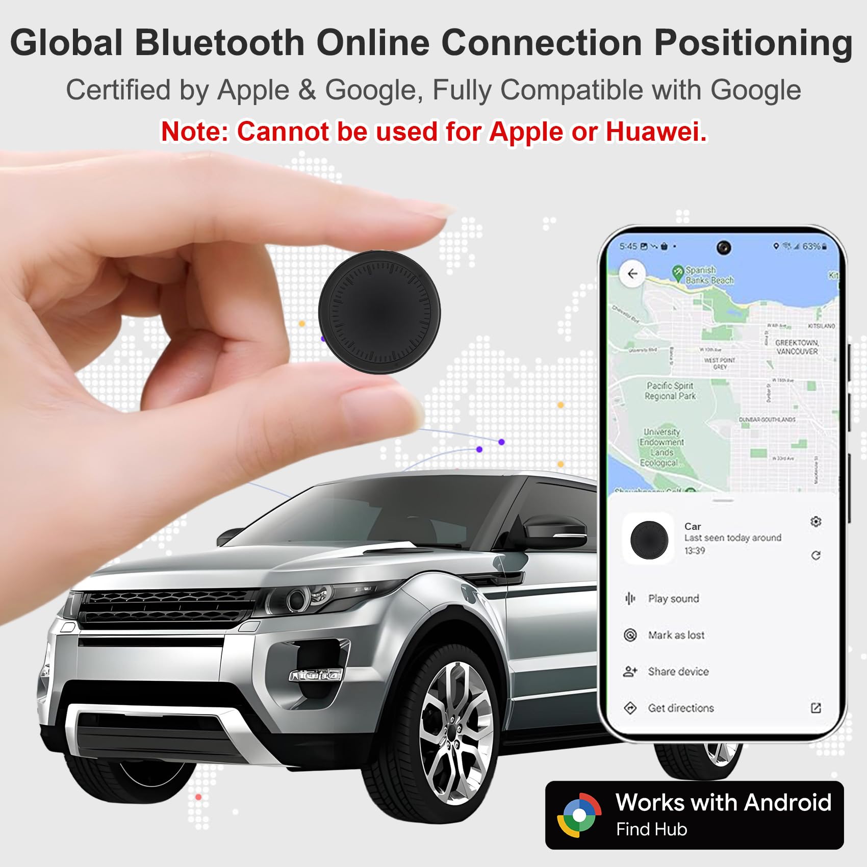 GPS Coche Localizador, Rastreador GPS para Coche, Air Tracker Android vehículos Smart Tracker Magnet Finder Compatible con Google Find Hub sin suscripción mensual — view 2