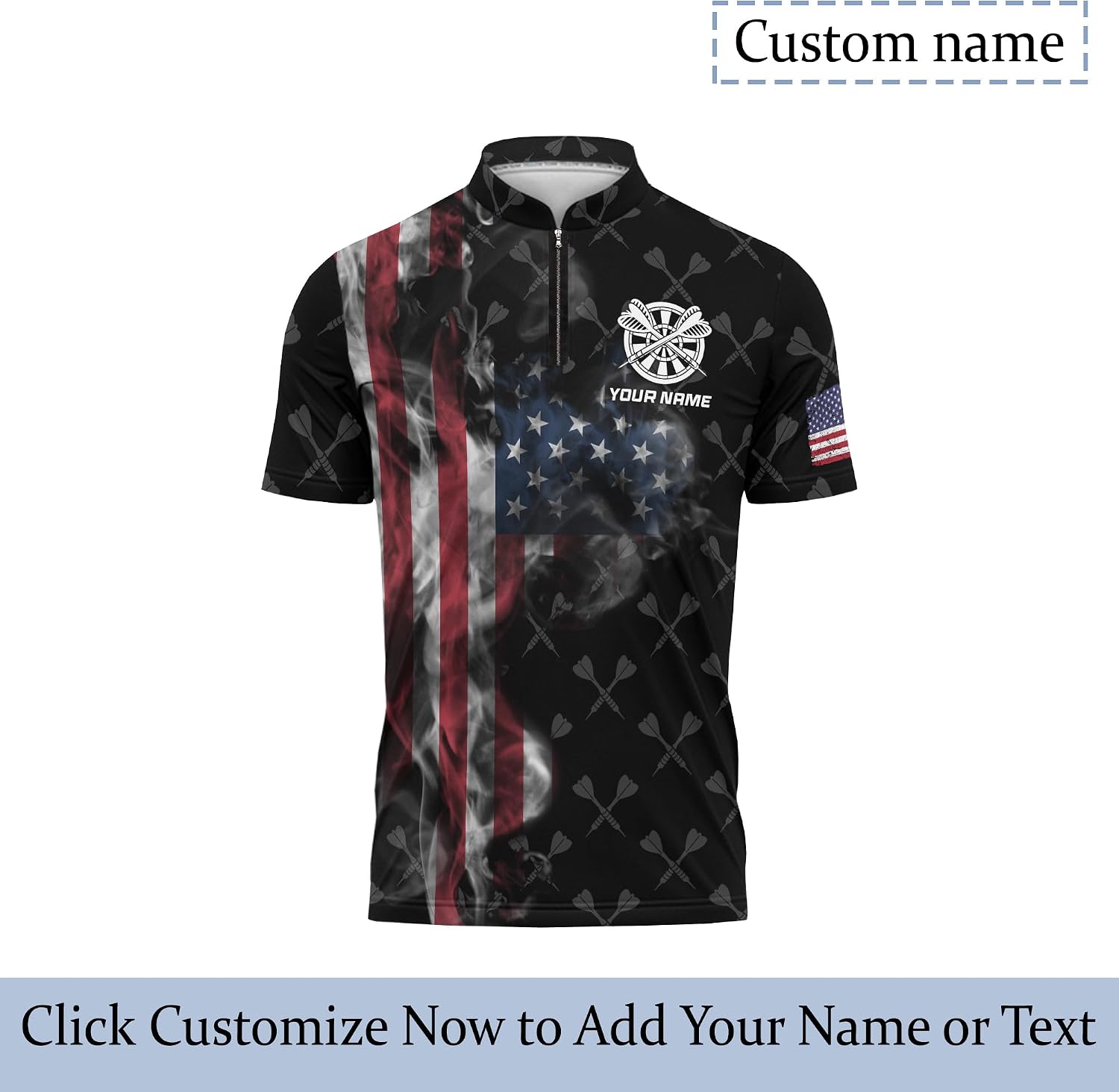 Dart Target Zip Jerseys with Dartboard Graphic On It Custom Zipper Tshirt with Stand Collar for Friends
