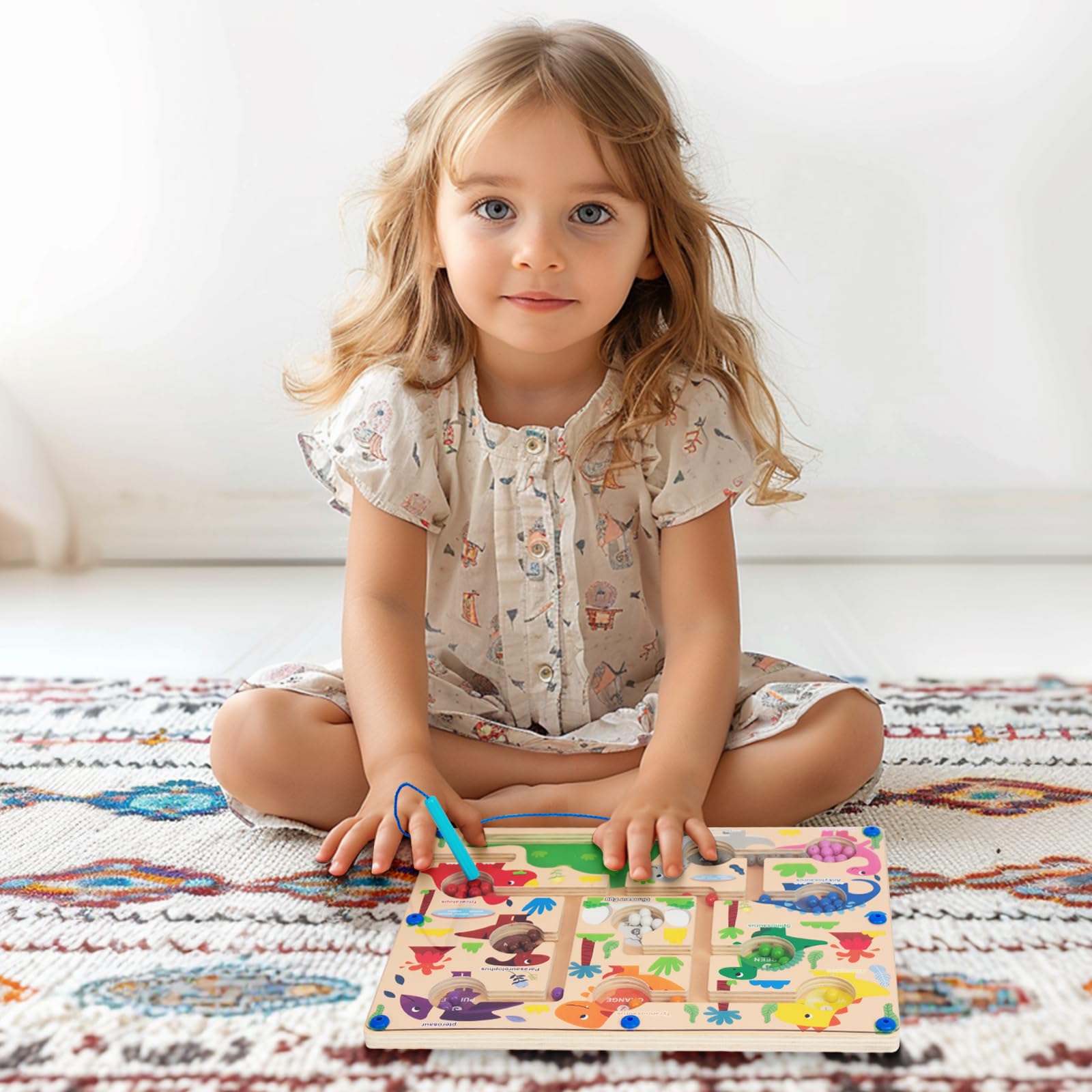 Laberinto magnético de colores y números, tablero de rompecabezas Montessori de madera a juego para aprender a contar, juguetes de habilidades motoras finas para niños y niñas de 3, 4, 5 6