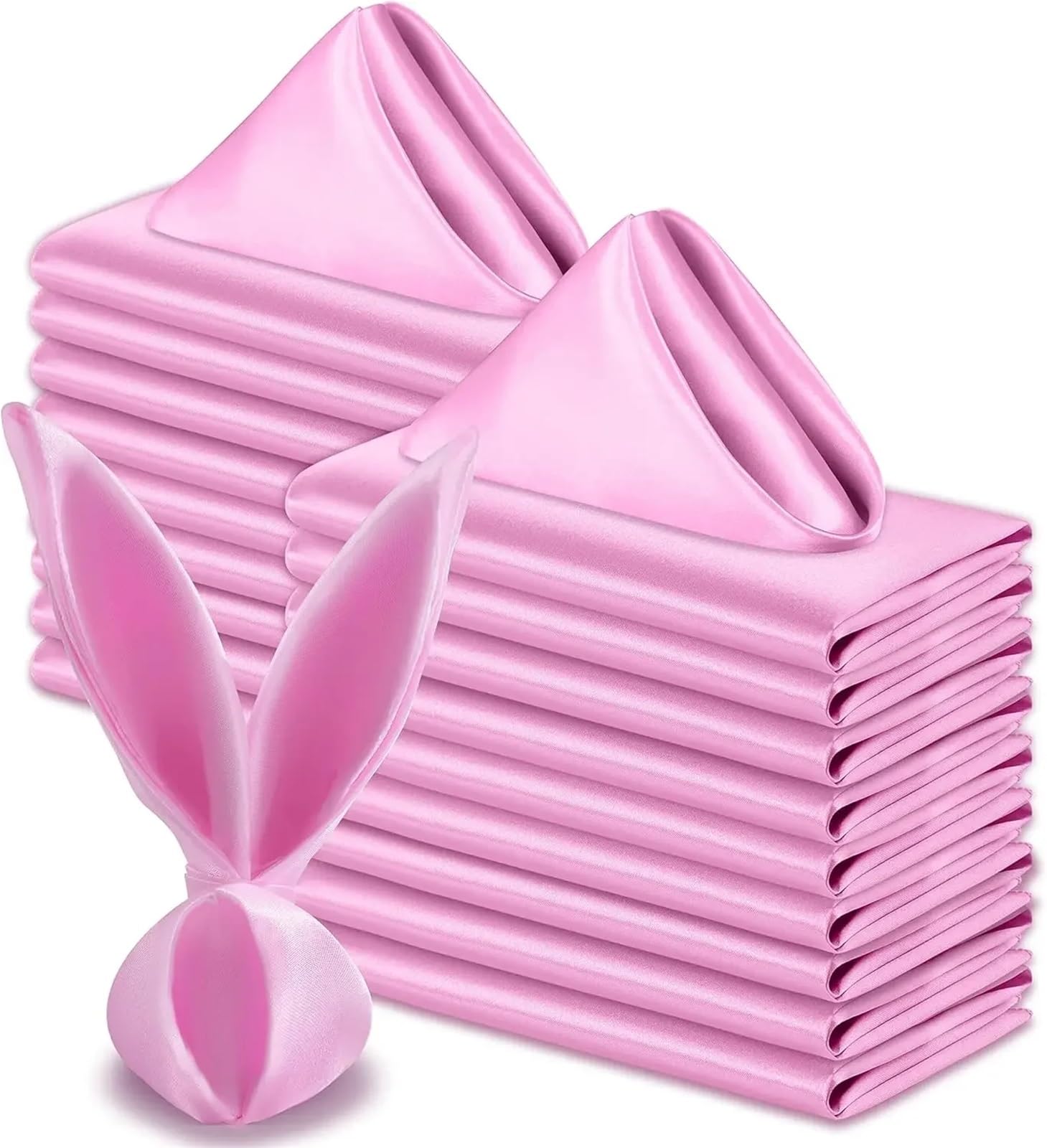 Table Napkins 24Pcs 30x30cm Satin Napkin Square Dinner Napkins Weddings Party Soft Table For Romantic Decoration(24Pcs Pink)