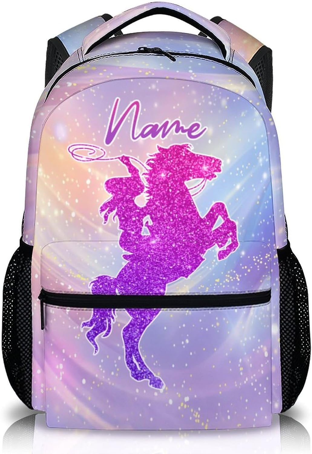 Girls School Backpacks for Kids Age 5-7, Custom Equestrian Backpack for Camping, Travel, Hiking, 17'' Horse Girls Bookbag with Adjustable Straps for Elementary Middle School